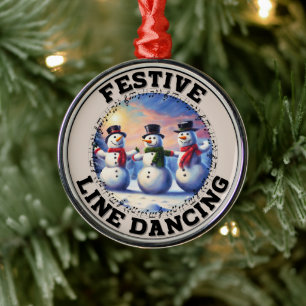 Snowmen Festive Line Dancing Metal Tree Decoration