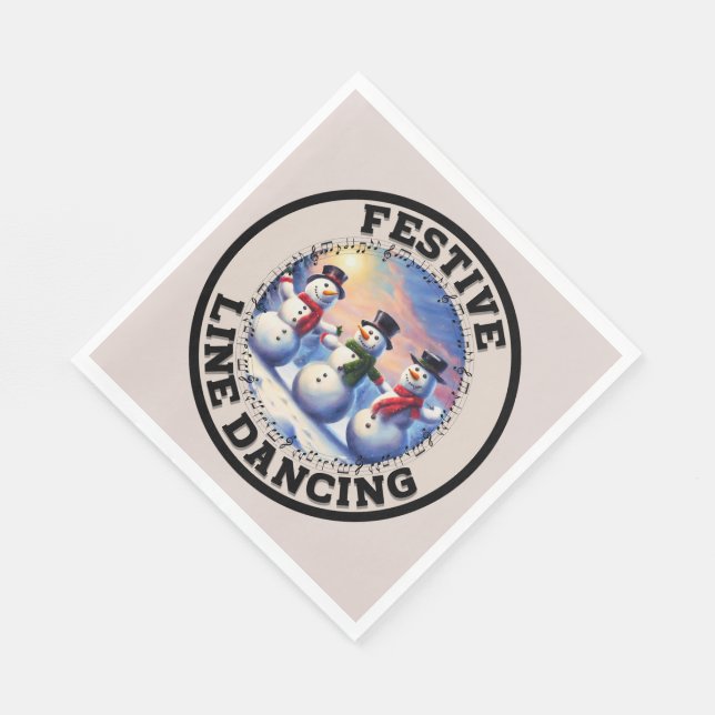 Snowmen Festive Line Dancing Napkin (Corner)