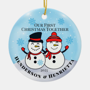 Snowmen First Christmas Together Ceramic Tree Decoration