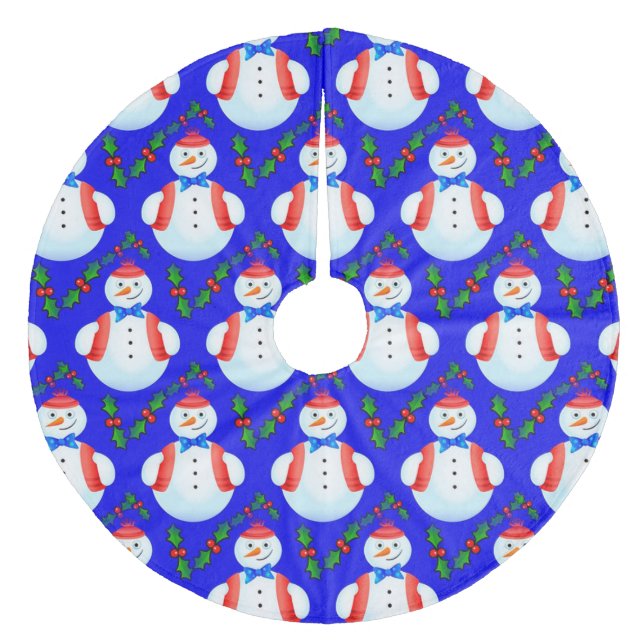 Snowmen Fleece Tree Skirt (Front)