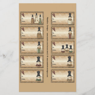 Snowmen Gift Tags on a Sheet - 10 Designs