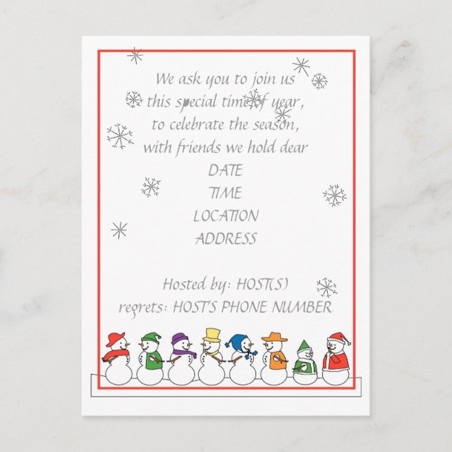 Snowmen Holiday Party Invitation (Front)