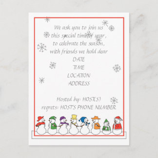 Snowmen Holiday Party Invitation Postcard