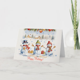 Snowmen in the Winter Village  Holiday Card