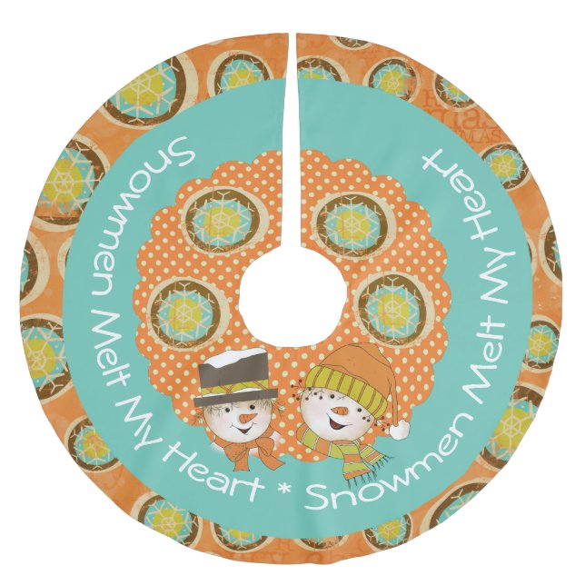 Snowmen Melt My Heart 2 Holiday Tree Skirt (Front)