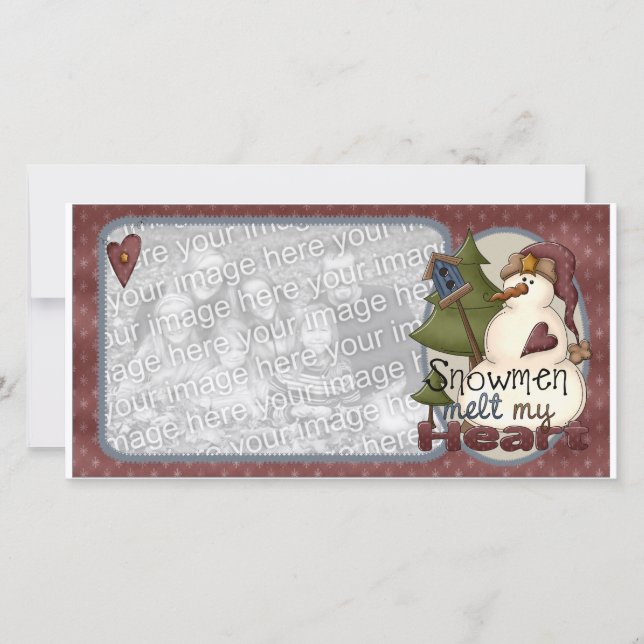 Snowmen Melt My Heart Christmas Photo Card (Front)