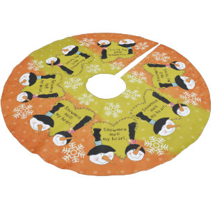 Snowmen Melt My Heart Holiday Tree Skirt