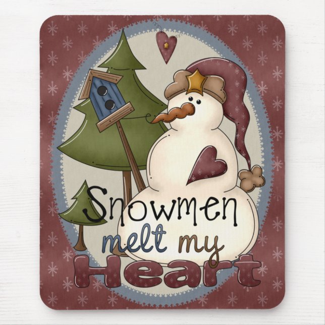 Snowmen Melt My Heart Mousepad (Front)