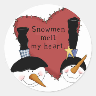 Snowmen Melt My Heart Tshirts and Gifts Classic Round Sticker