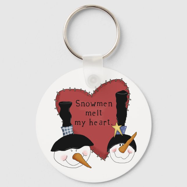 Snowmen Melt My Heart Tshirts and Gifts Key Ring (Front)