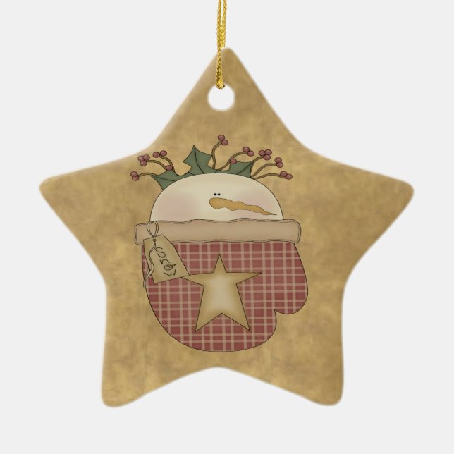 Snowmen Mitten Christmas Star Ornament (Front)