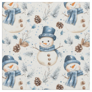 Snowmen & Pinecones Fabric