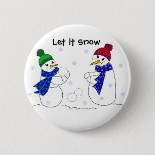 Snowmen Playing in the Snow 6 Cm Round Badge