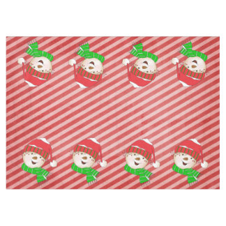 Snowmen Red and Pink Diagonal Stripe Tablecloth