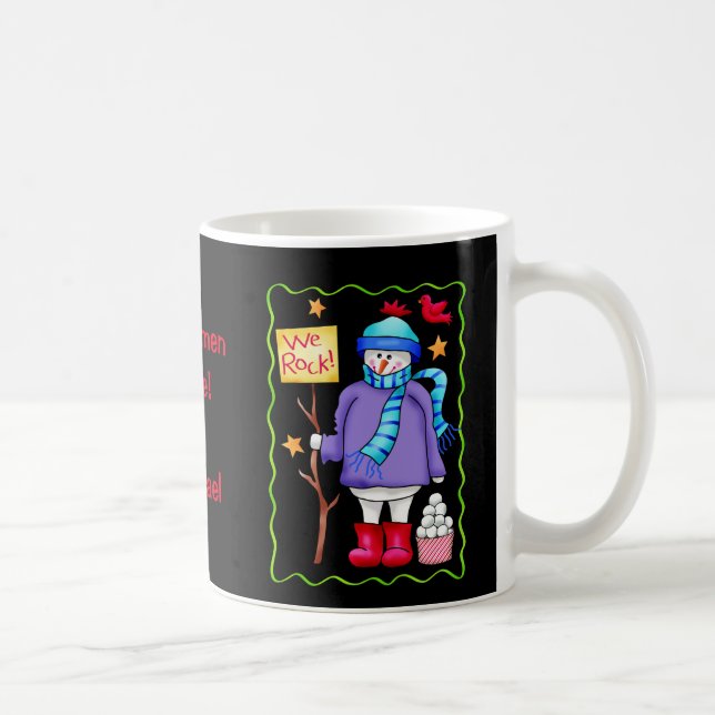 Snowmen Rule Name Personalised Snowman Art Coffee Mug (Right)