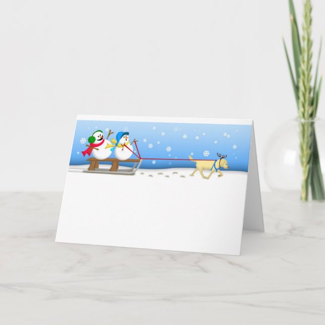 Snowmen Sledding Card (Front)