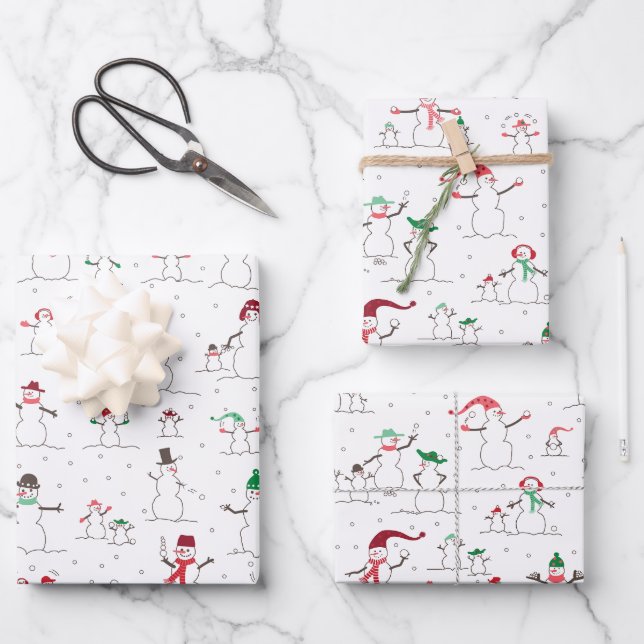 Snowmen & Snowballs wrapping paper (Front)