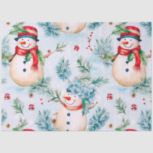 Snowmen Snowflakes Snow Holly Berries Christmas Tissue Paper