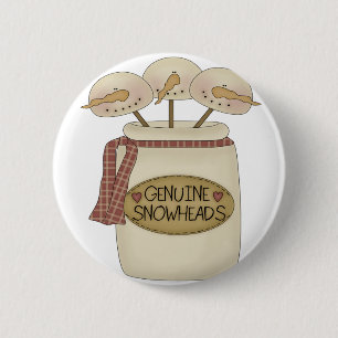 Snowmen Snowheads 6 Cm Round Badge