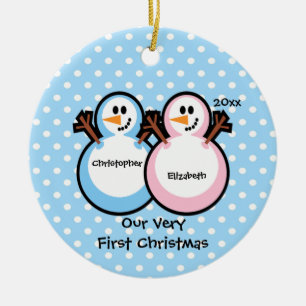 Snowmen Twins Baby's First Christmas Ornament