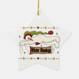 Snowmen Winter Blessings Holiday Ornament