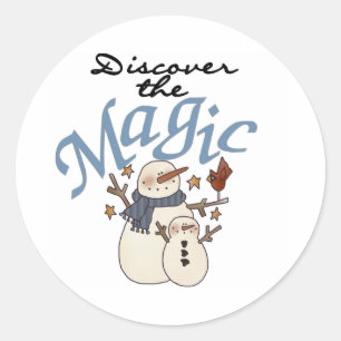 Snowmen Winter Discover the Magic Classic Round Sticker
