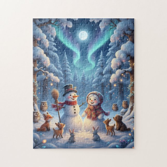 Snowmen Winter Woods Jigsaw Puzzle (Vertical)