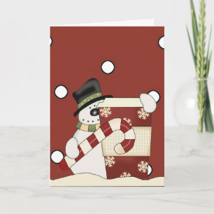 Snowmen with coffee holiday card