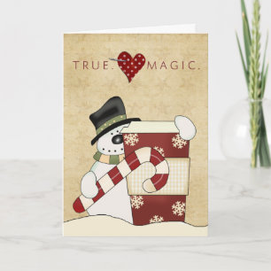 Snowmen with coffee holiday card