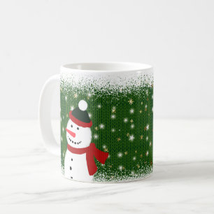 Snowmen with Red Scarves Christmas Holiday Art Coffee Mug