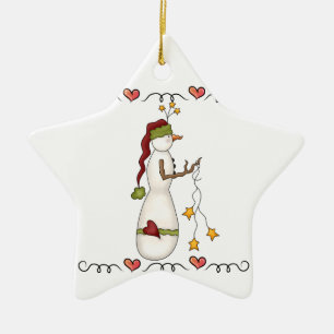 Snowmen With Stars Holiday Ornament