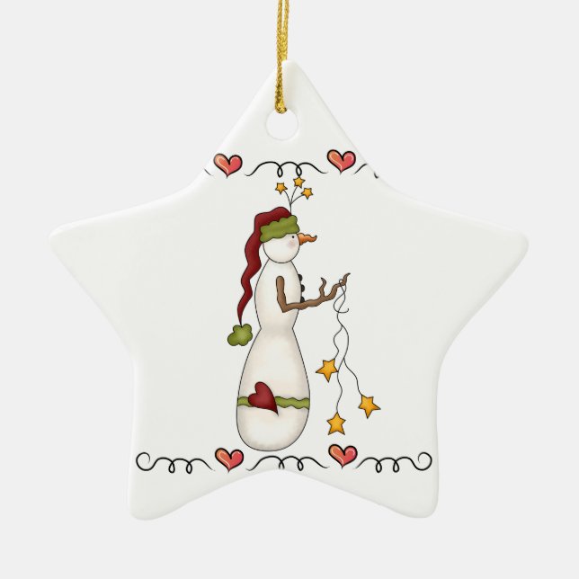 Snowmen With Stars  Holiday Ornament (Front)
