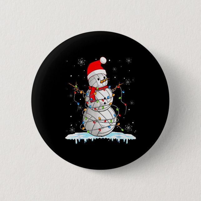 Snowmies Santa Lights Christmas Snowman Volleyball 6 Cm Round Badge (Front)