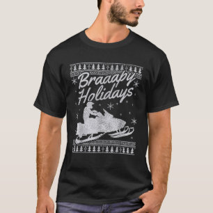 Snowmobile Braapy Holidays Funny Braap Ugly Christ T-Shirt