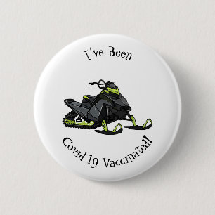 Snowmobile cartoon illustration 6 cm round badge
