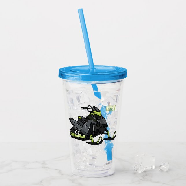 Snowmobile cartoon illustration  acrylic tumbler (Front Ice)
