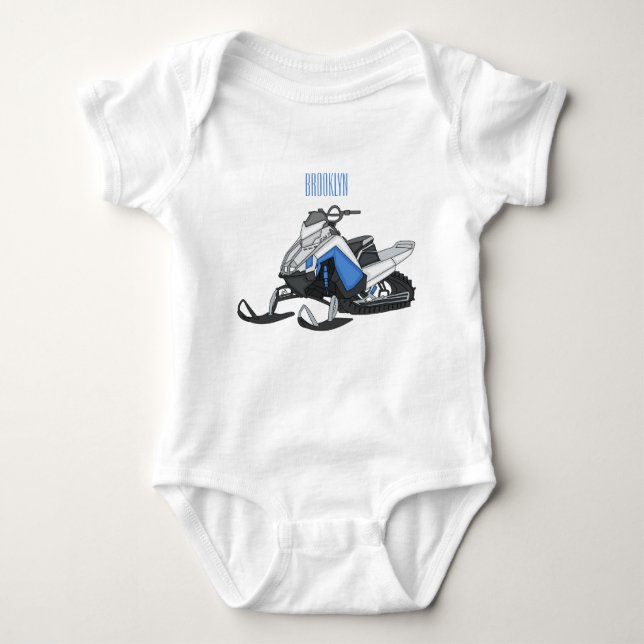 Snowmobile cartoon illustration baby bodysuit (Front)