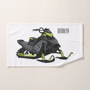 Snowmobile cartoon illustration bath towel set