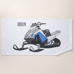 Snowmobile cartoon illustration beach towel