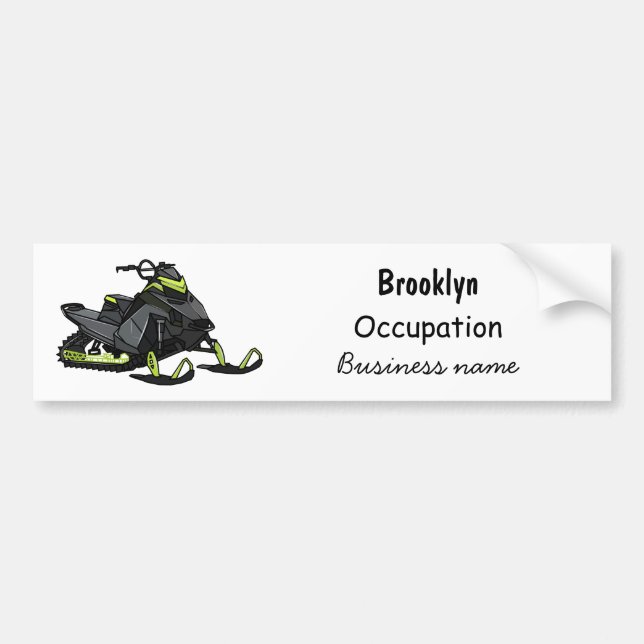 Snowmobile cartoon illustration bumper sticker (Front)