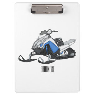 Snowmobile cartoon illustration  clipboard