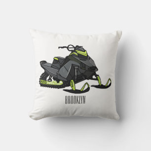 Snowmobile cartoon illustration  cushion