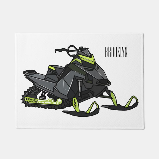 Snowmobile cartoon illustration  doormat (Front)