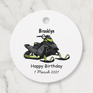 Snowmobile cartoon illustration favour tags