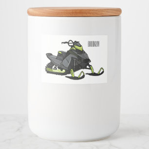 Snowmobile cartoon illustration food label