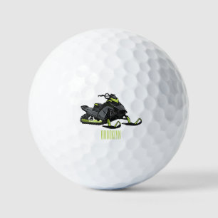 Snowmobile cartoon illustration golf balls