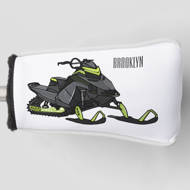 Snowmobile cartoon illustration  golf head cover (Front)