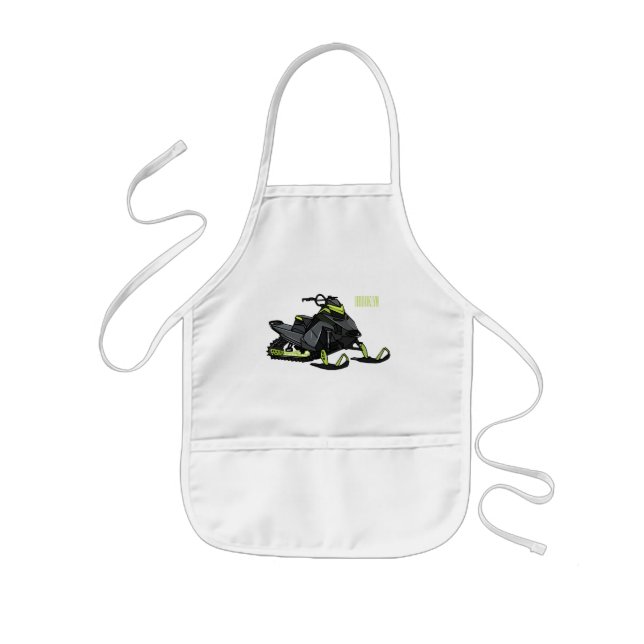 Snowmobile cartoon illustration  kids apron (Front)