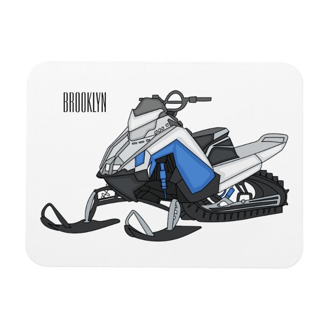 Snowmobile cartoon illustration magnet (Horizontal)