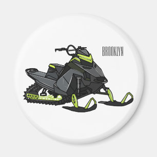 Snowmobile cartoon illustration magnet